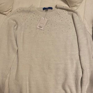 Apt.9 White Shimmery Cashmere Sweater